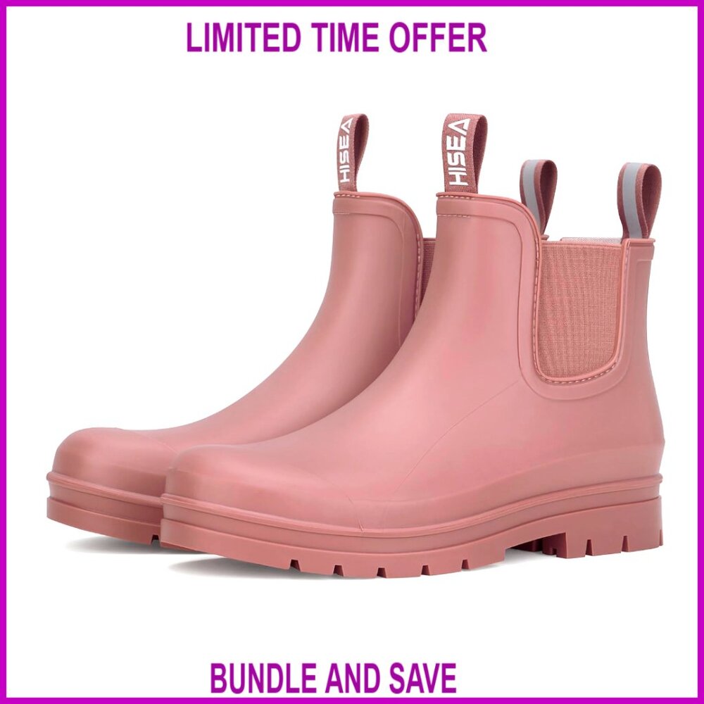 Women's Short Rain Boots Waterproof Chelsea Boots Ankle Garden Shoes